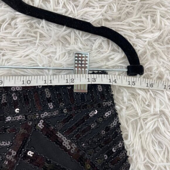 Womens Black Slim Fit Sequin Bead Placement Pencil Mini Skirt - Picture 10 of 12